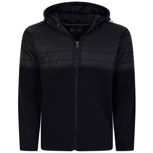 KAM Zip Thru Twisted Pique Hoody Schwarz